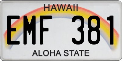 HI license plate EMF381
