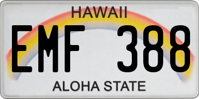 HI license plate EMF388
