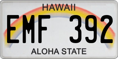 HI license plate EMF392