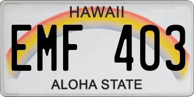 HI license plate EMF403
