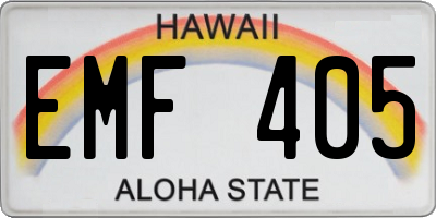 HI license plate EMF405