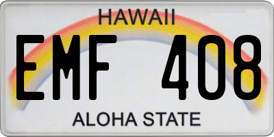 HI license plate EMF408