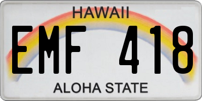 HI license plate EMF418