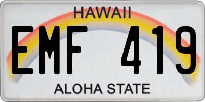 HI license plate EMF419