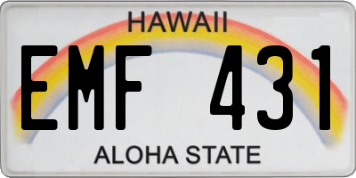 HI license plate EMF431