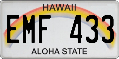 HI license plate EMF433