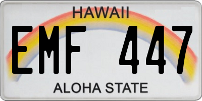 HI license plate EMF447