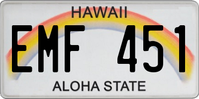 HI license plate EMF451
