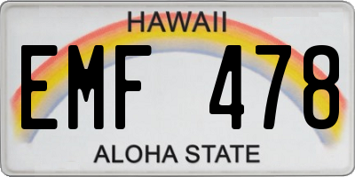 HI license plate EMF478