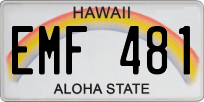 HI license plate EMF481