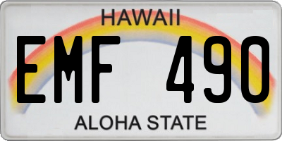 HI license plate EMF490
