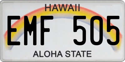 HI license plate EMF505