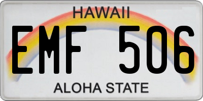 HI license plate EMF506