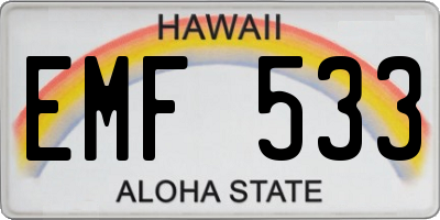 HI license plate EMF533
