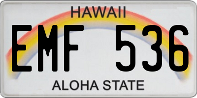HI license plate EMF536