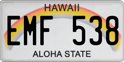 HI license plate EMF538