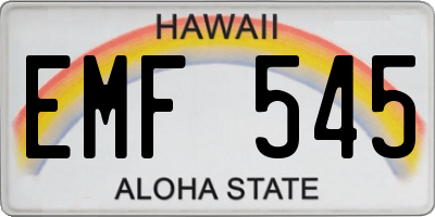 HI license plate EMF545