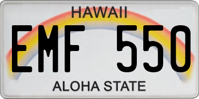 HI license plate EMF550