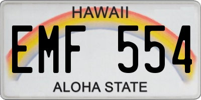HI license plate EMF554