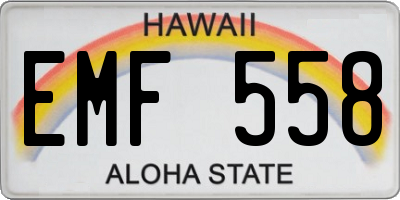 HI license plate EMF558