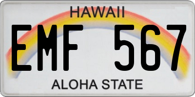 HI license plate EMF567