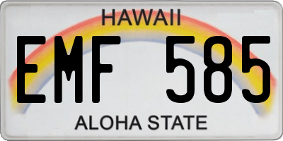 HI license plate EMF585