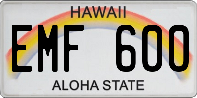 HI license plate EMF600
