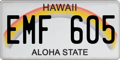 HI license plate EMF605