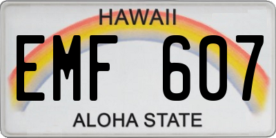 HI license plate EMF607