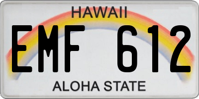 HI license plate EMF612