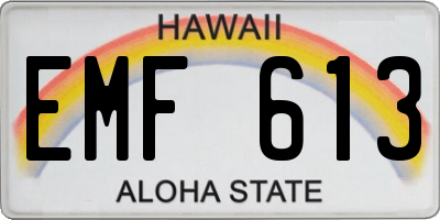 HI license plate EMF613