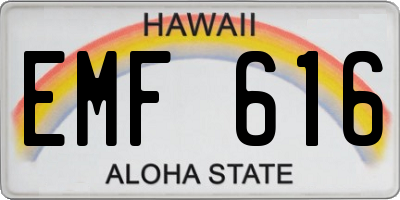 HI license plate EMF616