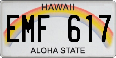 HI license plate EMF617