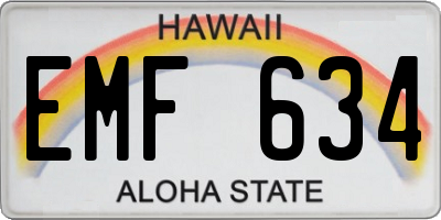 HI license plate EMF634