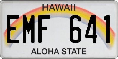 HI license plate EMF641