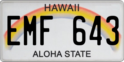 HI license plate EMF643