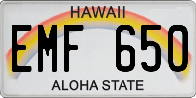 HI license plate EMF650