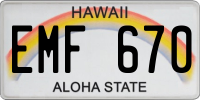 HI license plate EMF670