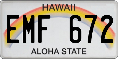 HI license plate EMF672