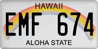 HI license plate EMF674