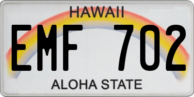HI license plate EMF702