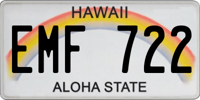 HI license plate EMF722