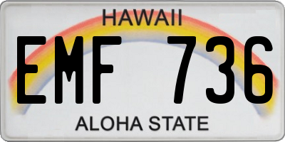 HI license plate EMF736