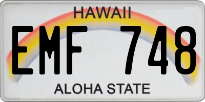 HI license plate EMF748