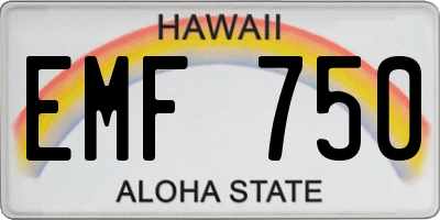 HI license plate EMF750