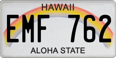 HI license plate EMF762