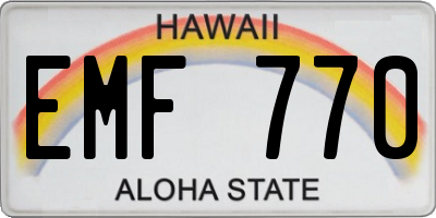 HI license plate EMF770