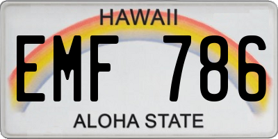 HI license plate EMF786