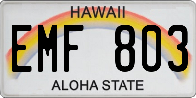 HI license plate EMF803