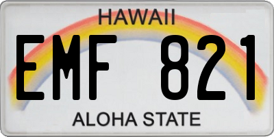 HI license plate EMF821